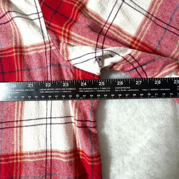 Gap Womens Red White Plaid Flannel Button Down Shirt Large 100% Cotton Long Slv - Picture 7 of 13